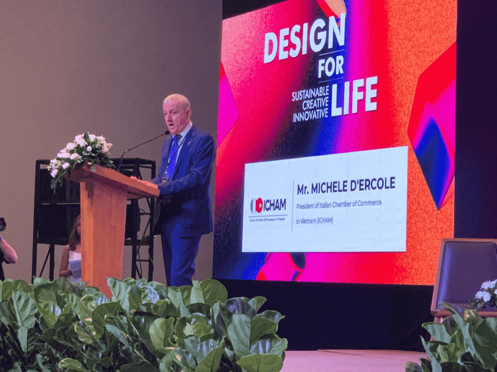 ICHAM Chairman Mr. Michele D'Ercole delivered an opening speech at VMARK Vietnam Design Week 2022